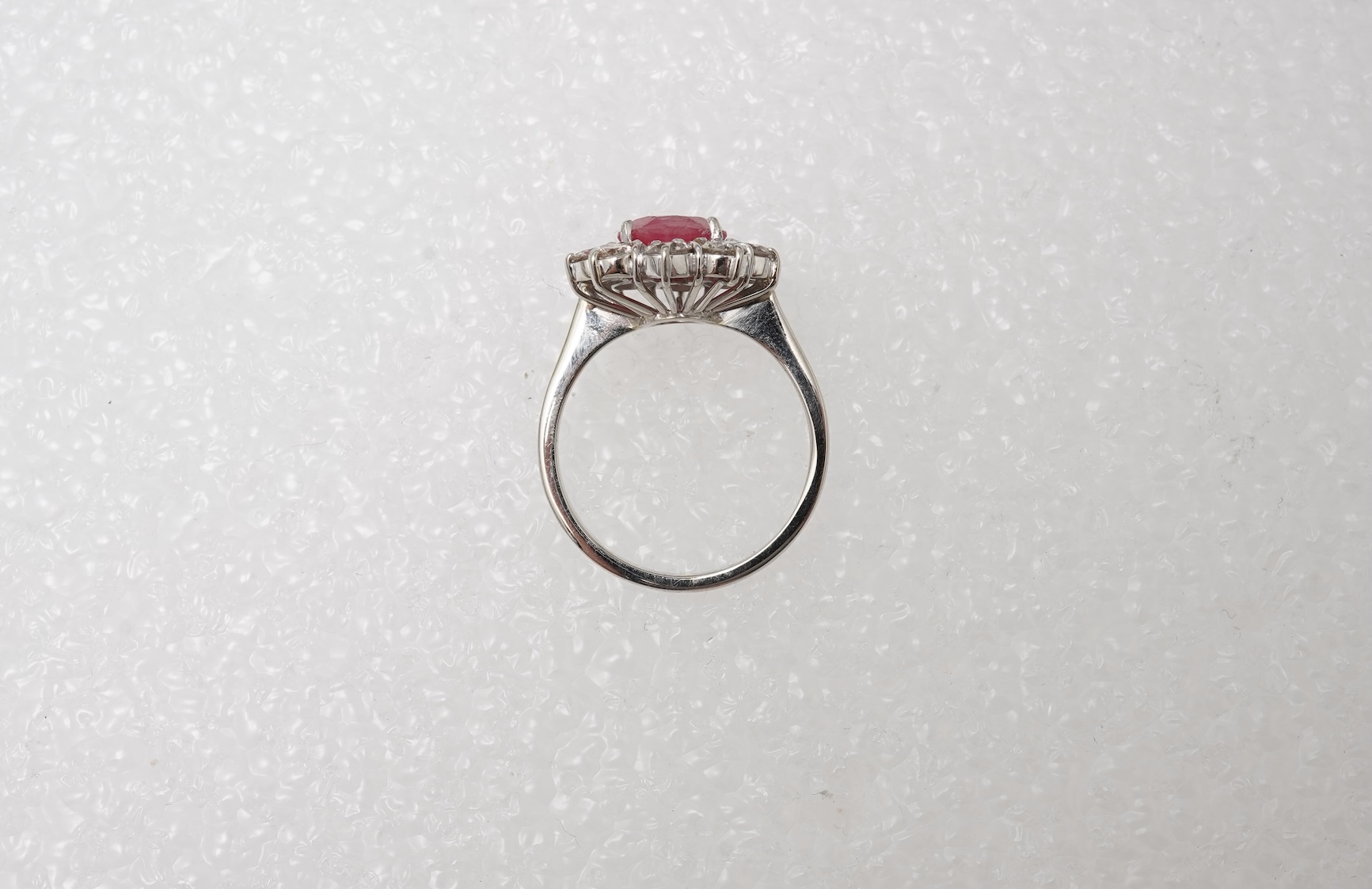 A ruby and diamond cluster ring